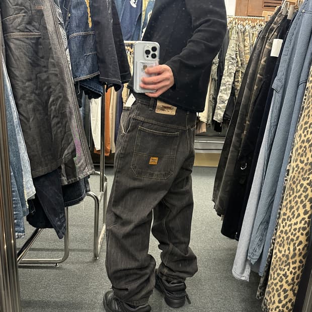 34) SOHK 스쿨오브하드낙 y2k 힙합 흑청 데님팬츠