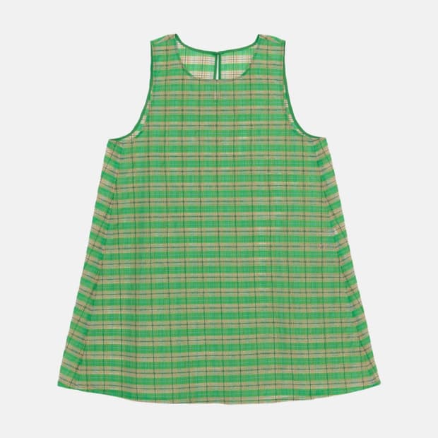 시어 체크 슬리브리스탑 - Green