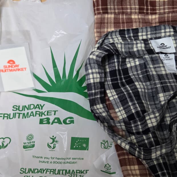 선데이후르츠마켓 체크 앞치마 WRAP APRON BRICK