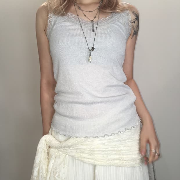 jpn vintage paleblue shimmer lace sleeve
