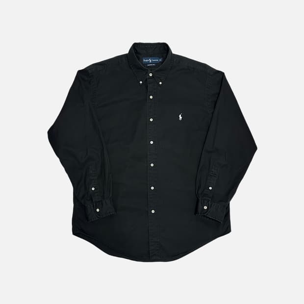 폴로 랄프로렌 클래식핏 블랙 솔리드 셔츠
