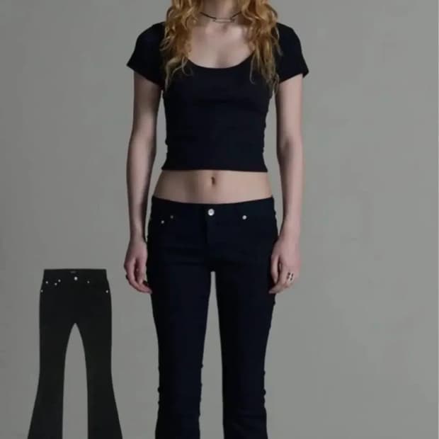 보헤미안서울 미드 라이즈 부츠컷 블랙 팬츠 xs