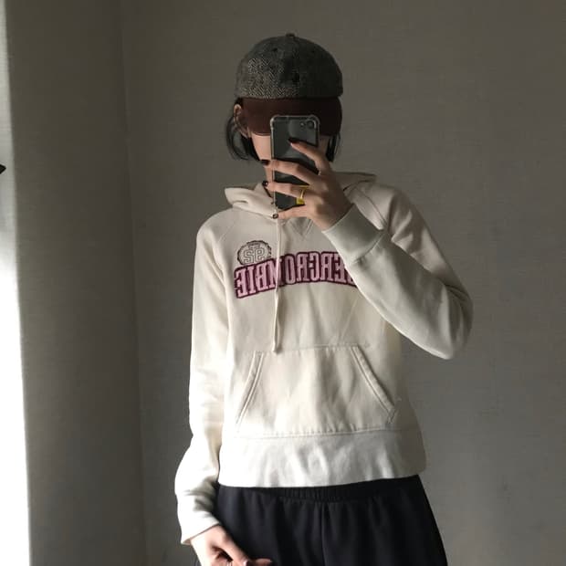 아베크롬비 아이보리 후드티
