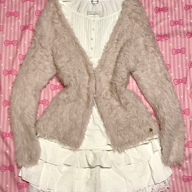 히메갸루 베이비핑트 하트참 가디건