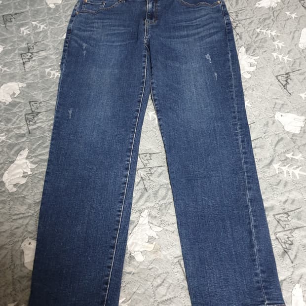 게스 슬림핏 금장 뱃지 스판 데님팬츠 (32)