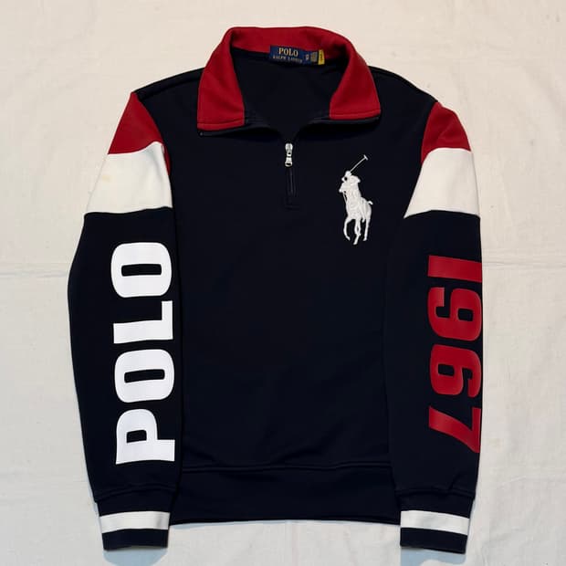 큐알) 폴로 랄프로렌 빅포니 치프키프 반집업 맨투맨 네이비