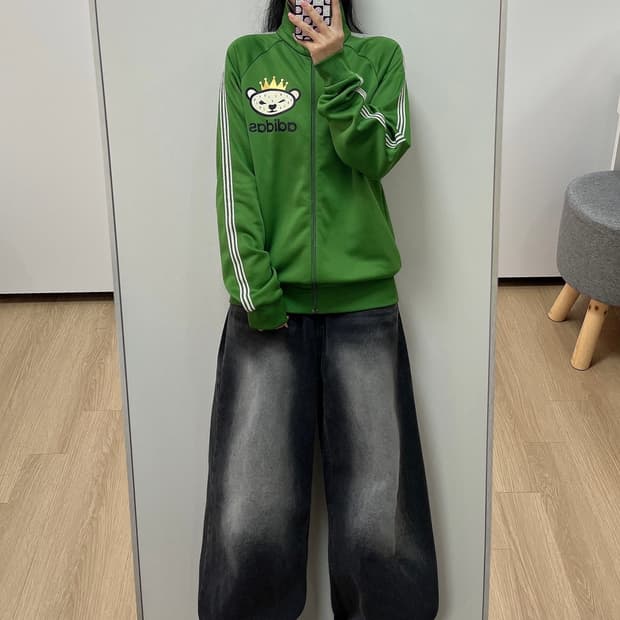 아디다스 니고베어 빅로고 그린 트랙탑 져지