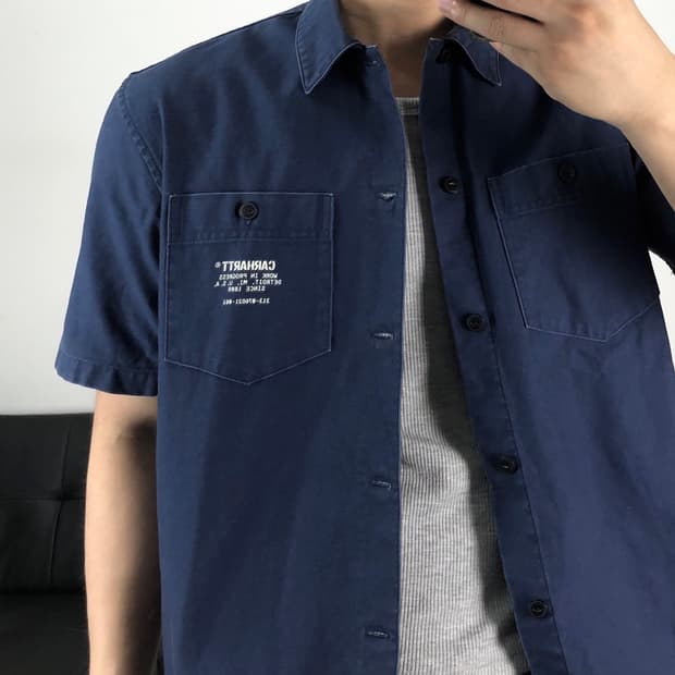 칼하트 wip 디트로이드 정품 워크 셔츠 네이비