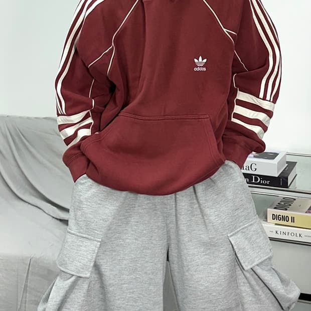 아디다스 파이어버드 버건디 후드티 XL