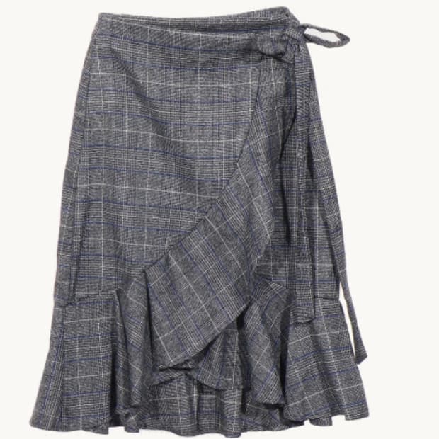 멜로디가든 체크 리본 미디 스커트 