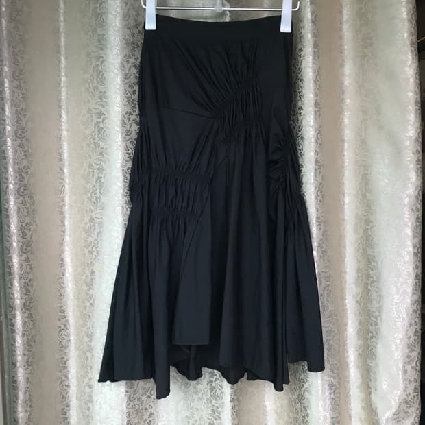 Black shirring long skirt