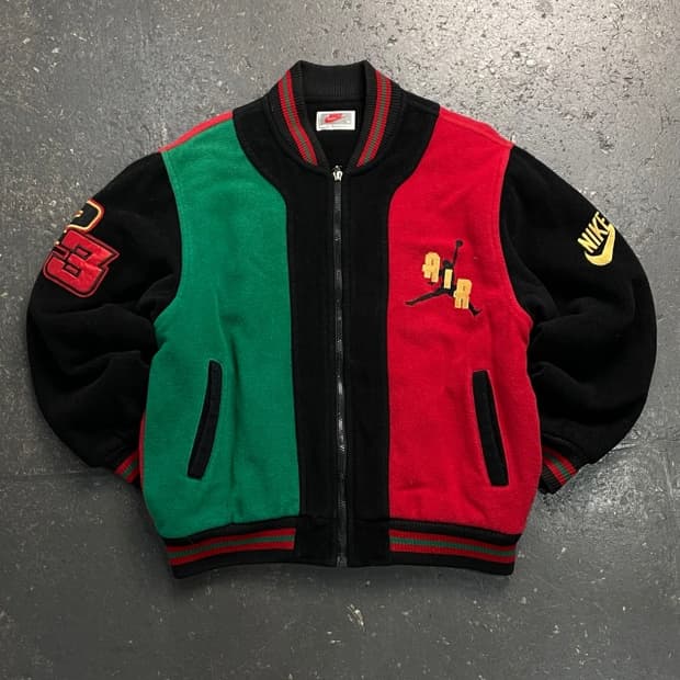 100 90s 조던 삼나스포츠 올드스쿨 바시티 자켓 