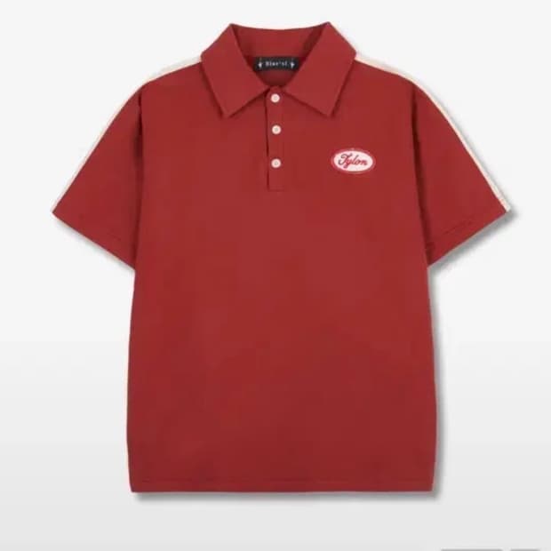 블루썬플라워 빈티지 풋 볼 피케 티셔츠-레드 M