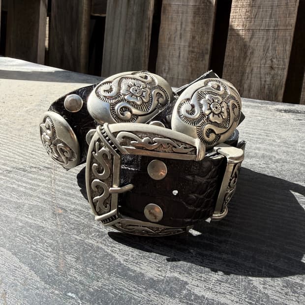90s Nanni Croc Embossed Concho Belt