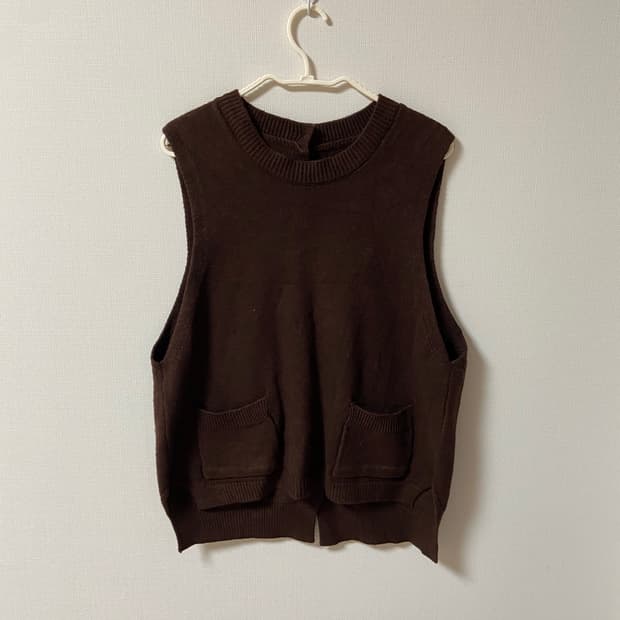 빈티지 모리걸 하구미 포인트 니트 단추조끼