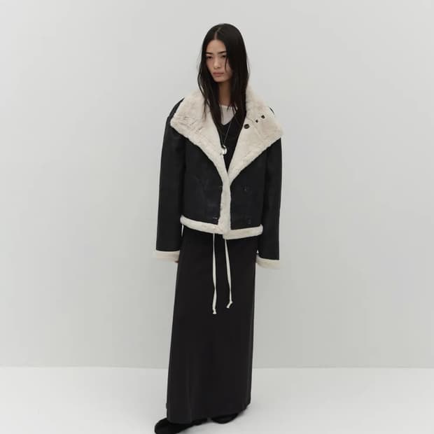 로우타이드 리버시블 무스탕 블랙