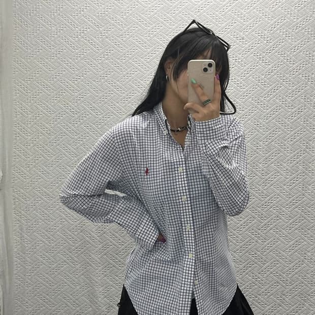 폴로 랄프 로렌 체크 패널 빈티지 오버핏 셔츠 M C06646