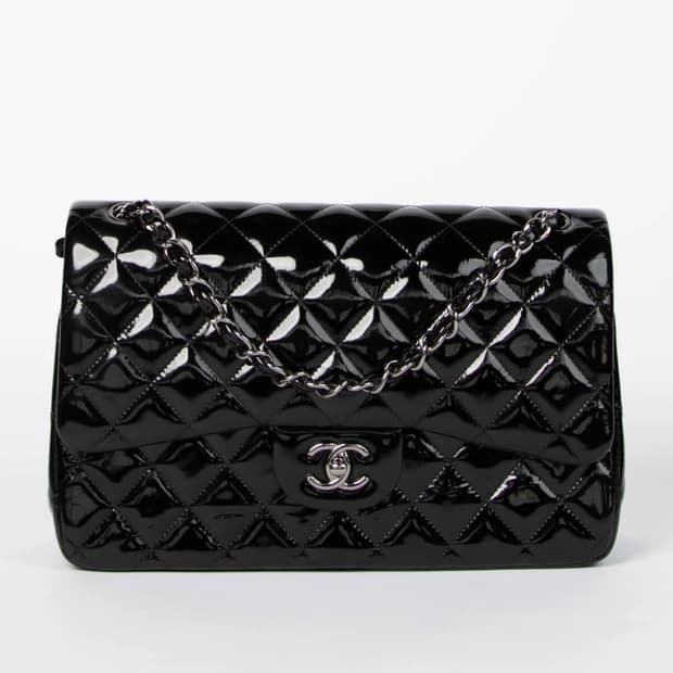 2010s 샤넬 클래식 은장 플랩백 미듐 블랙 정품