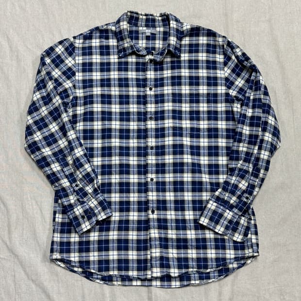 유니클로 블루 체크셔츠 XL