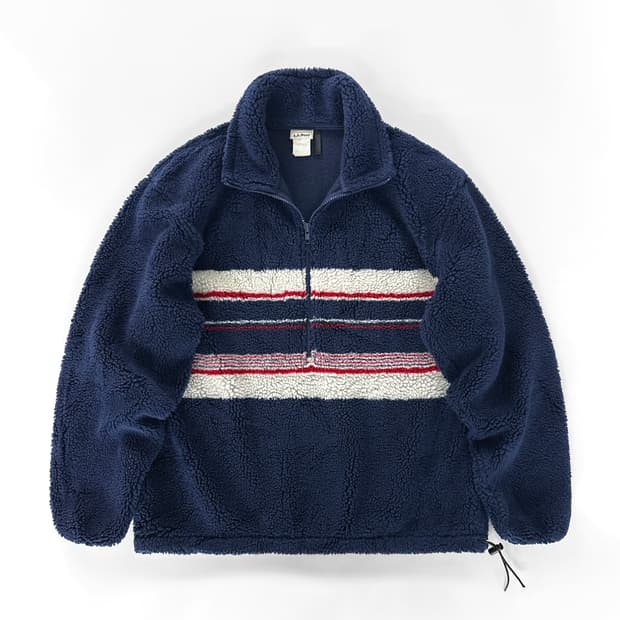 (Rare)80~90s 빈티지 엘엘빈 스트라이프 쉐르파 플리스 풀오버