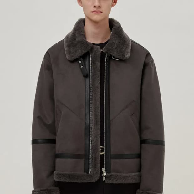 도프제이슨의 솔리드 스웨이드 무톤 자켓 l