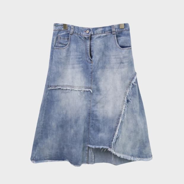Y2K 언발 데미지 뒷밴딩 데님스커트 61433