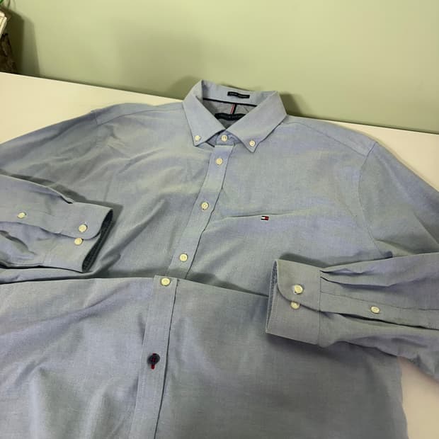 XL 105 타미힐피거 스카이블루 솔리드 옥스퍼드셔츠