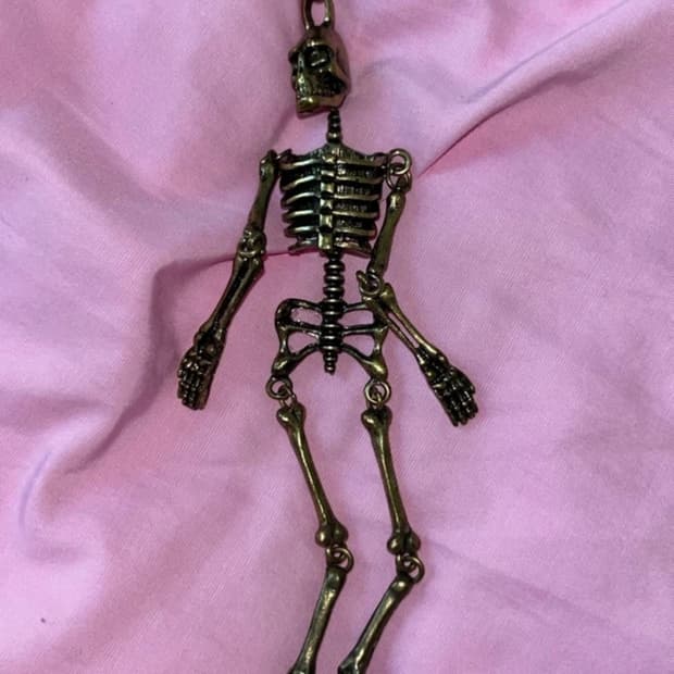 갸루st 해골 비즈 롱 목걸이