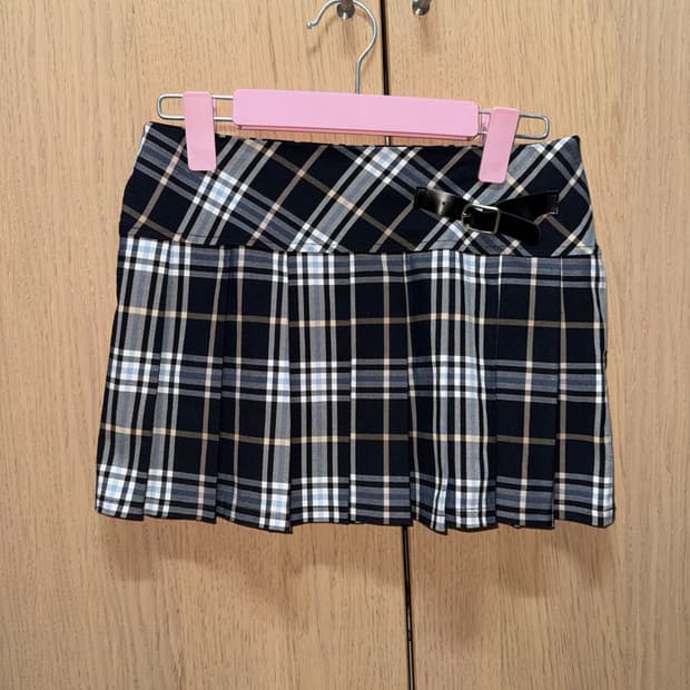 하이틴 로우라이즈 체크 플리츠 스커트