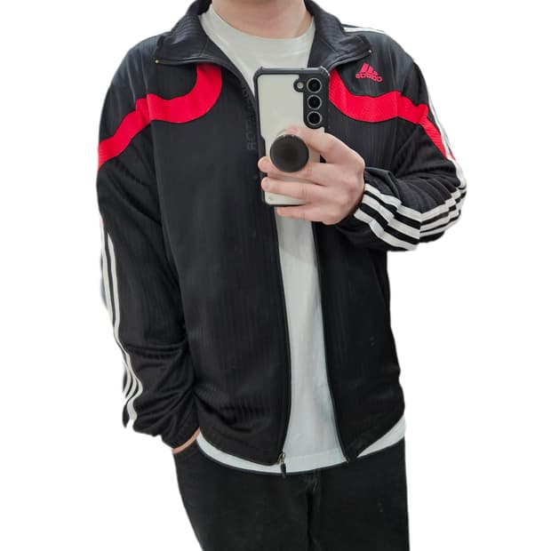 95 아디다스 블랙 레드 검빨 져지 트랙탑