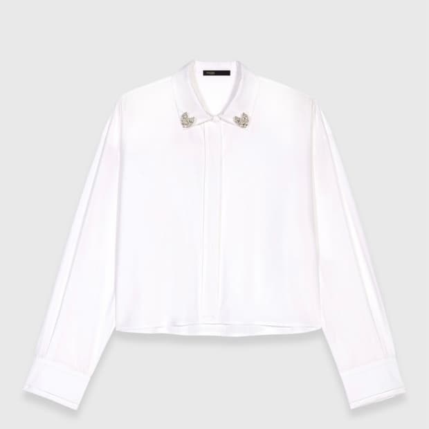 마쥬 maje 쥬얼 칼라 포플린 크롭 셔츠