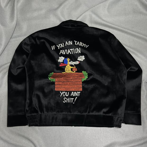Vintage Snoopy Embroidery Velvet Jacket