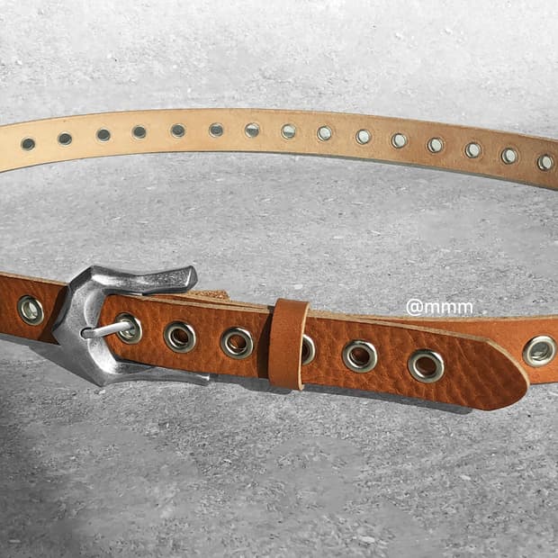 [Unisex] 아일렛 웨스턴 가죽 벨트 카멜