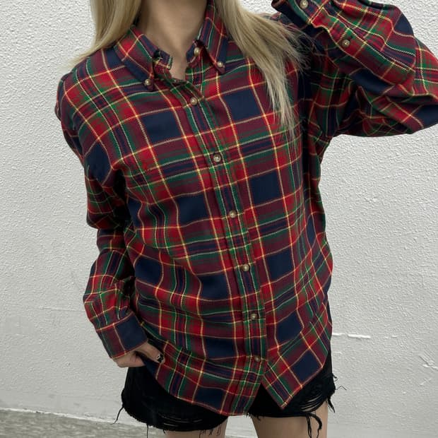 폴로 랄프로렌 레드포니 타탄체크 셔츠 L