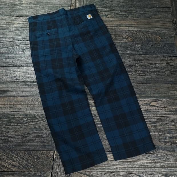 [칼하트] 로고 패치 루즈 스트레이트 타탄 체크 팬츠 M17923