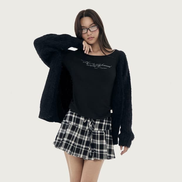 클리시어 슈가플럼 헤어리 가디건 블랙