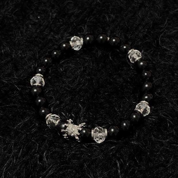 써지컬 윤슬 포인트 블랙 밴딩 염주 팔찌