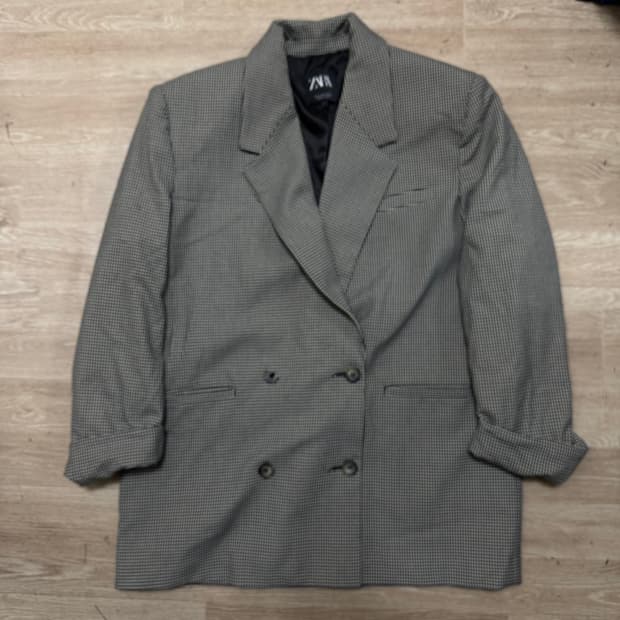 자라 체크 블레이저 정장 자켓