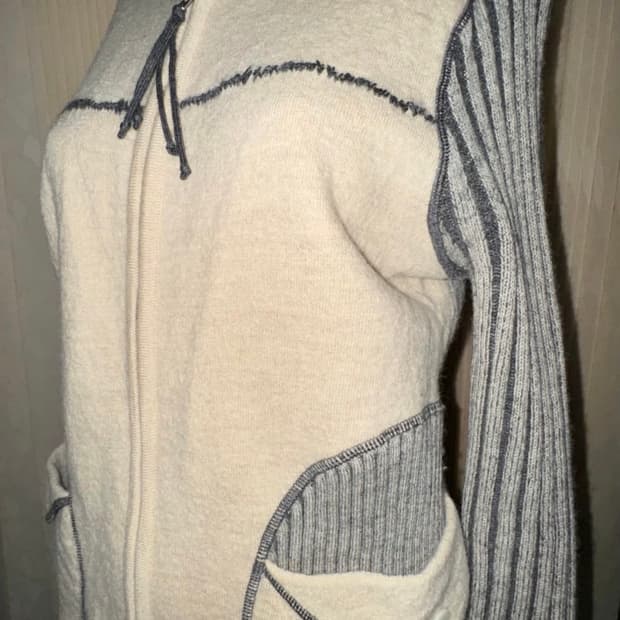 빈티지 니트 포켓 집업