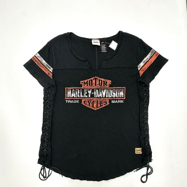 할리데이비슨 우먼 브이넥 반팔티