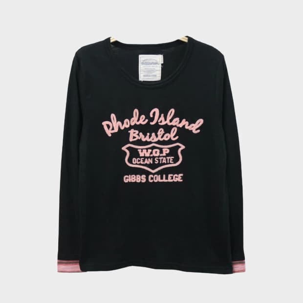 UNDERWRAPS 딸기우유 레터링 자수 긴팔 슬리브리스 64383