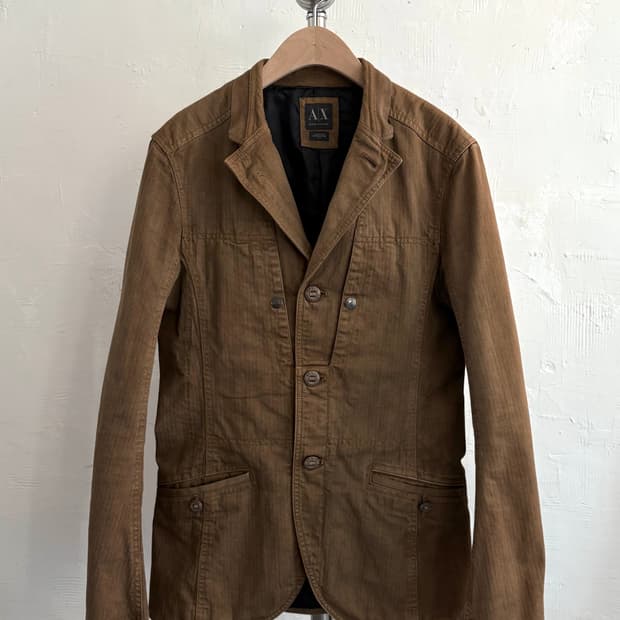 아르마니 익스체인지 브라운 유틸리티 블레이저 자켓