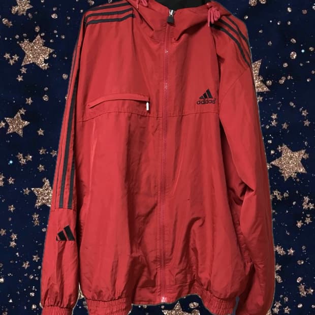 아디다스 빈티지 레드 자켓