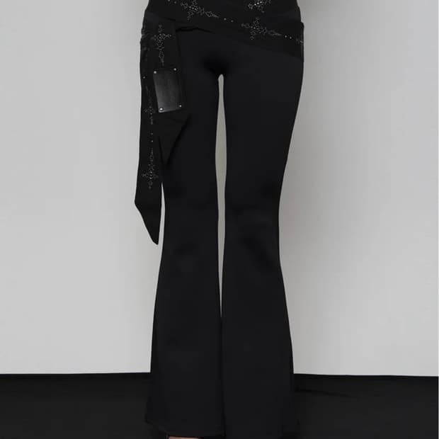 에트오소메 웨스턴 롱 벨트 레깅스 부츠컷 팬츠 western belt