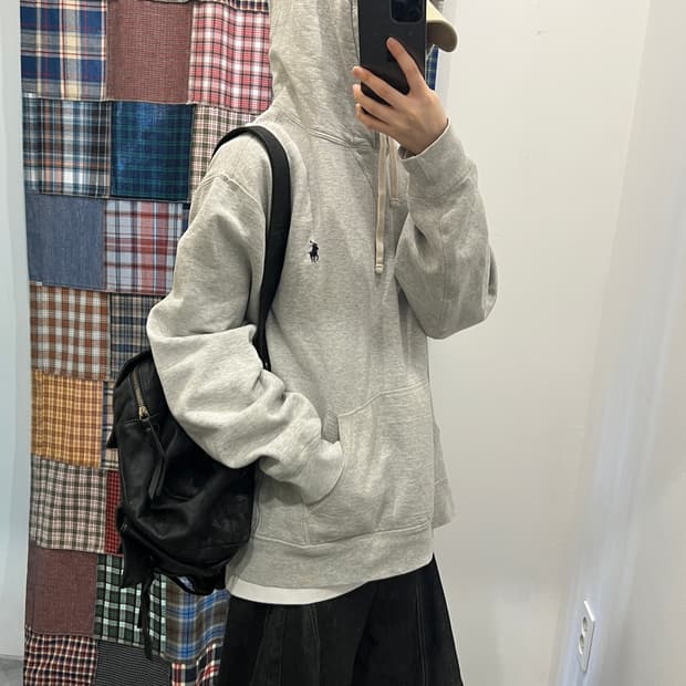 폴로 그레이 후드티