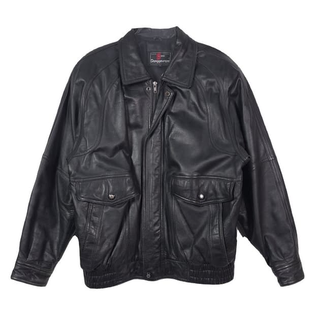 빈티지 리얼 양가죽 오버핏 블루종 자켓 L