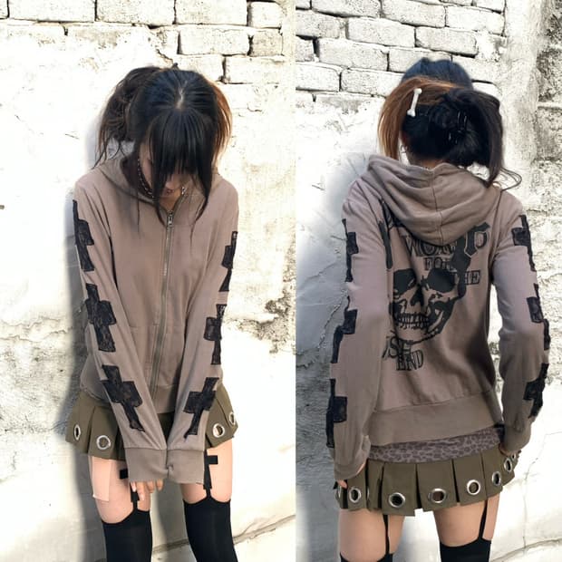 M.K.R cross lace detail hoodie 