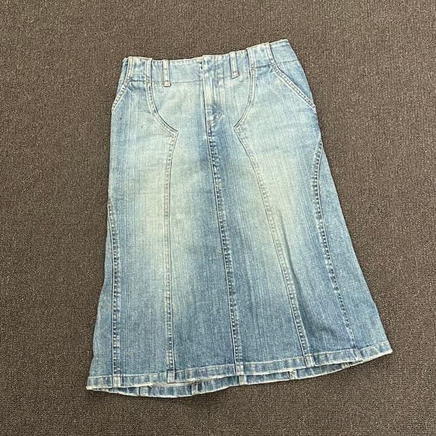 38)Japanese vintage 워싱 데님 미디 스커트