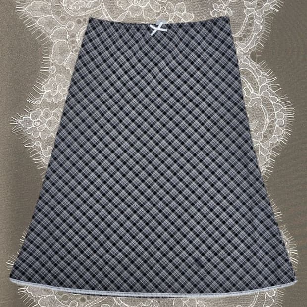 체크 롱 스커트