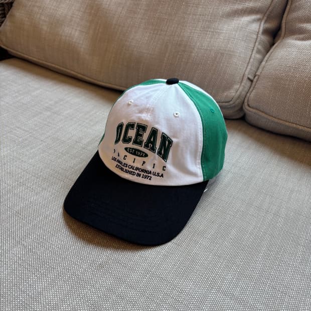 [OP] 오션퍼시픽 빈티지 로고 배색 볼캡 화이트/그린 남여공용
